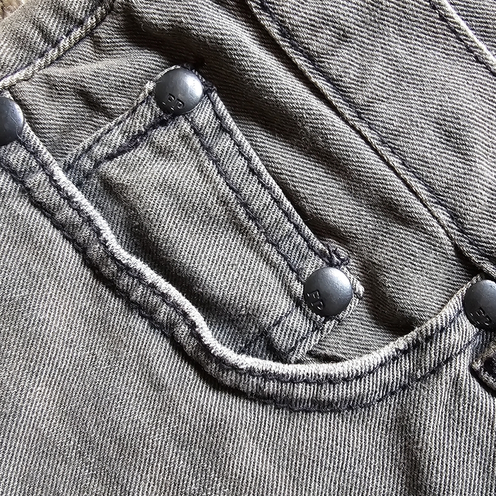 Free People Gray Jean Shorts with Lace Trim - Picture 4 of 11